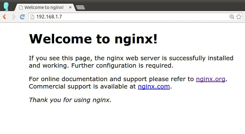 installed nginx running 